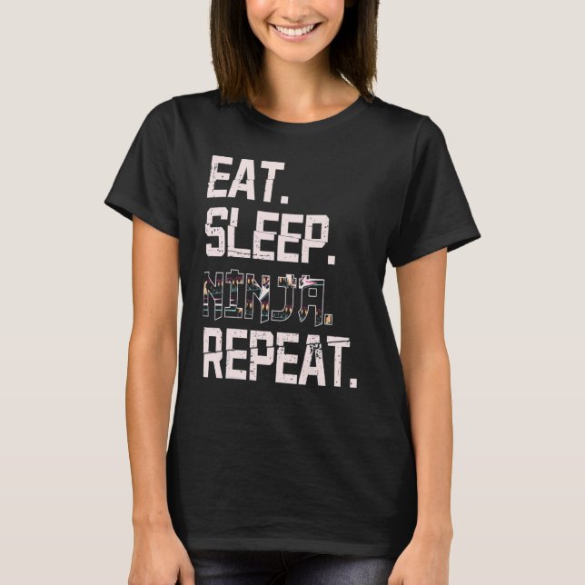 Ät Ssov Ninja Upprepa Japan Shinobi för Ninja Fläk T Shirt (Framsida)