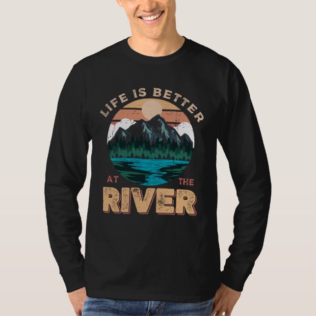 at the River Fishing Camping Fisherman Camper T Shirt (Framsida)