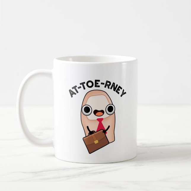 AT-toe-rney Funny Attorney Toe Pun Kaffemugg (Vänster)