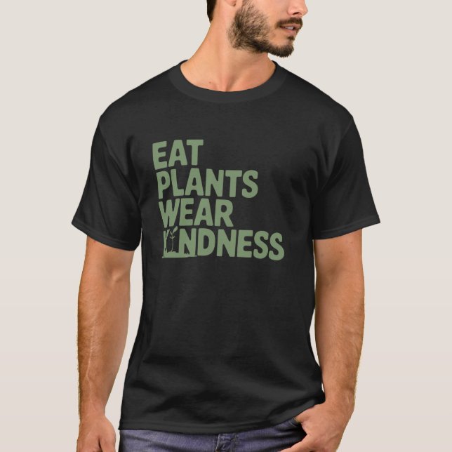 Ät Växter Bär Vänlighet Vegan Vegetarian T Shirt (Framsida)