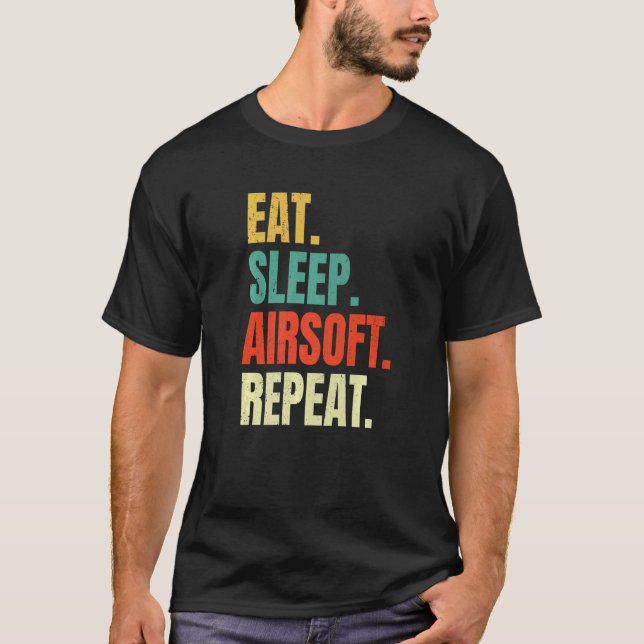 Ät viloläge Airsoft Upprepa Luft Soft Sports Retro T Shirt (Framsida)