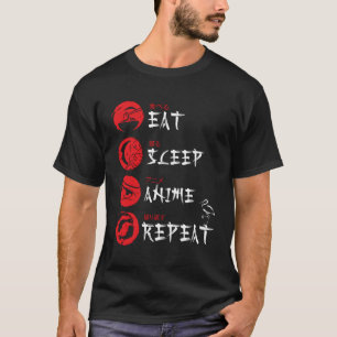 Ät viloläge Anime Upprepa japansk ga Anime Otaku T Shirt