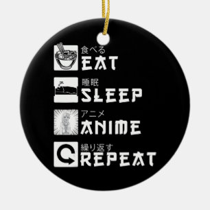 Ät viloläge Anime Upprepa japansk Manga Älskare Julgransprydnad Keramik