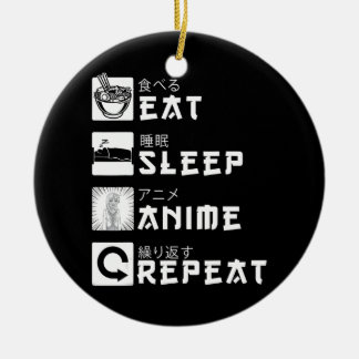 Ät viloläge Anime Upprepa japansk Manga Älskare Julgransprydnad Keramik