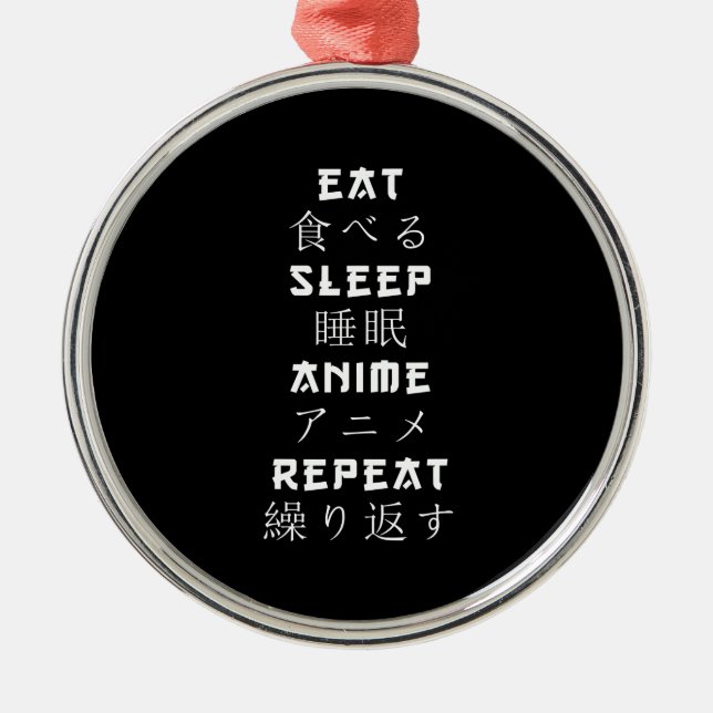 Ät viloläge Anime Upprepa japansk Manga Älskare Julgransprydnad Metall (Framsidan)