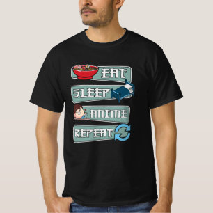 Ät viloläge Anime Upprepa japanska Kawaii Design T Shirt