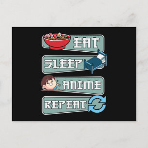 Ät viloläge Anime Upprepa japanska Kawaii Design Vykort