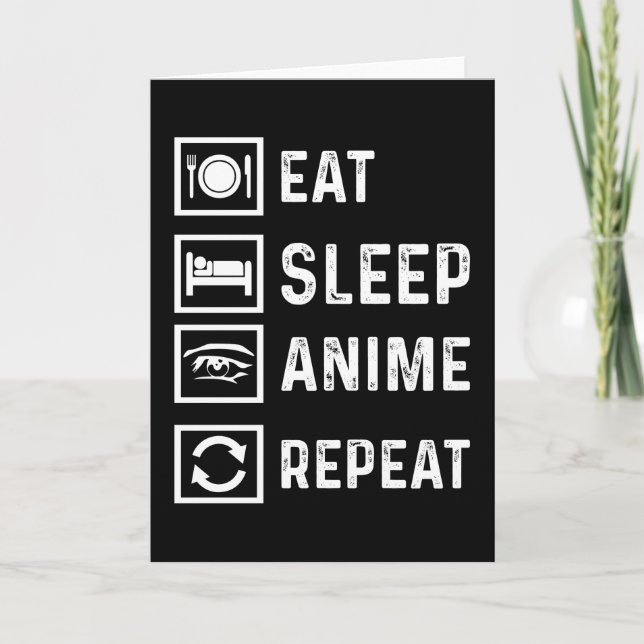 Ät viloläge Anime Upprepa Manga Japansk lustig gåv Kort (Framsida)