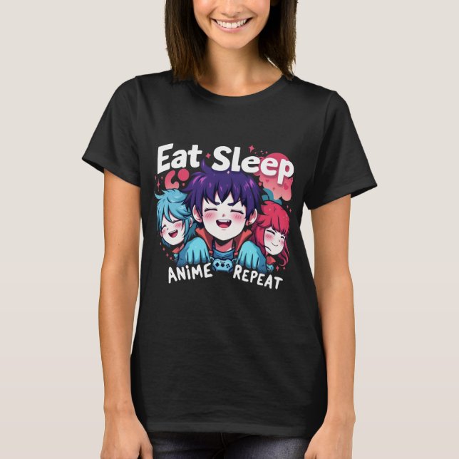 Ät viloläge Anime Upprepa Manga Shirts Manar Kvinn T Shirt (Framsida)