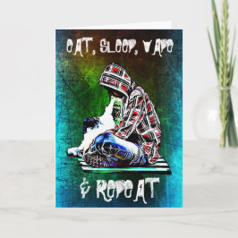 Ät, viloläge, band och ha ett Grattis på födelseda Kort