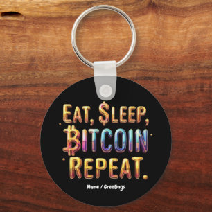 Ät, viloläge, bitcoin, upprepa en kryptovaluta nyckelring