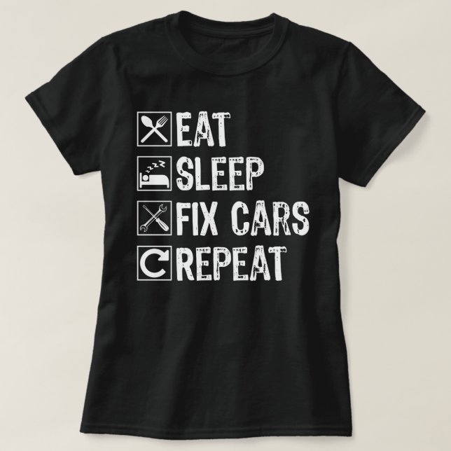 Ät viloläge Fix Cars Repeat Funny Mechanic Mamma T Shirt (Design framsida)
