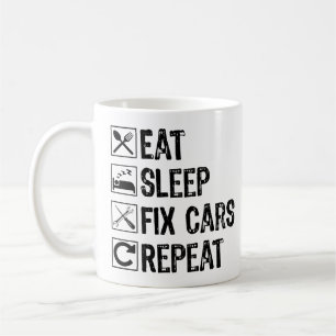 Ät viloläge Fix Cars Repeat Funny Mechanic Pappa Kaffemugg