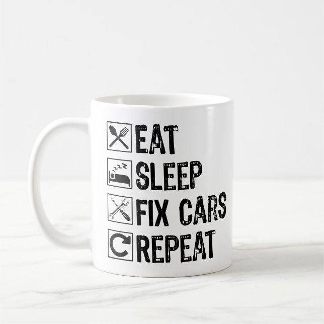 Ät viloläge Fix Cars Repeat Funny Mechanic Pappa Kaffemugg (Vänster)