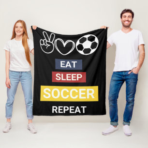Ät, viloläge, fotboll, upprepa fleecefilt