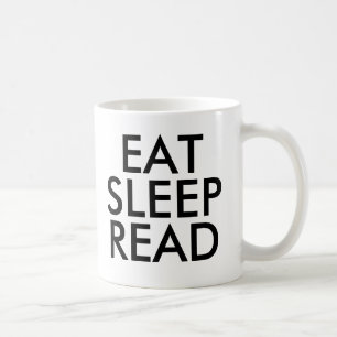 Ät viloläge, läs mugg Cute Bok Älskare Slogan Mu