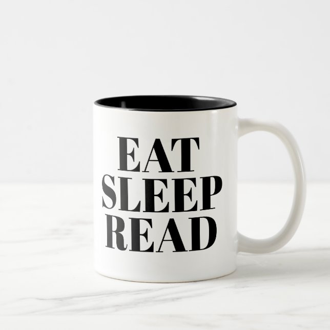 Ät viloläge, läs mugg | Cute Bok Älskare Slogan Mu (Höger)
