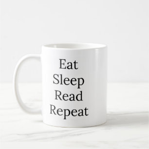 Ät, viloläge, läs, upprepa kaffemugg