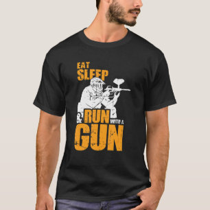 Ät viloläge och Springa med en Gun Paintball T Shirt