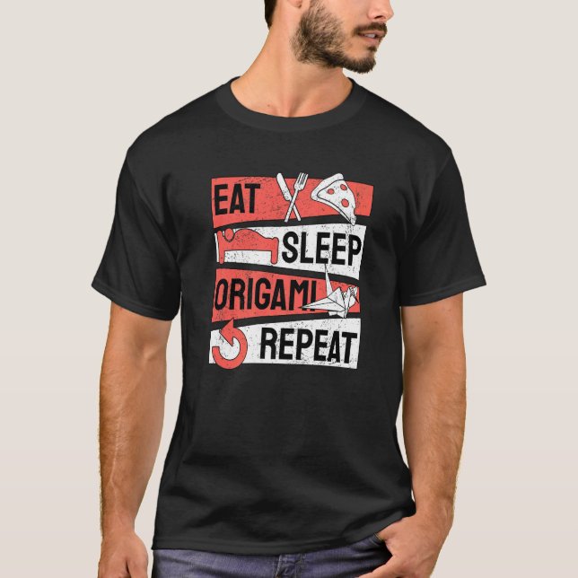 Ät viloläge Origami Upprepa Papper vikt T Shirt (Framsida)