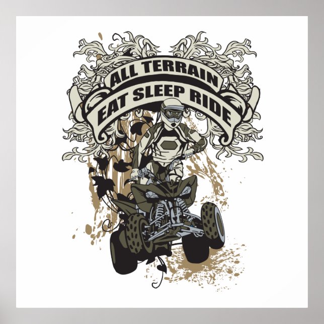 Ät, viloläge, rid hela terrängen poster (Framsidan)