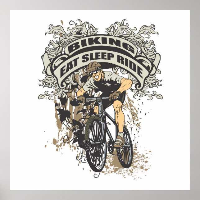Ät, viloläge, Ride Biking Poster (Framsidan)