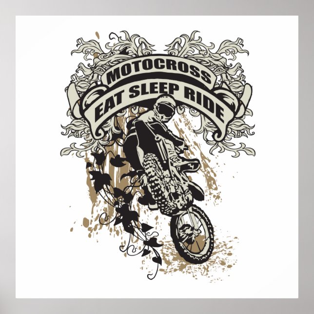 Ät, viloläge, Ride Motocross Poster (Framsidan)