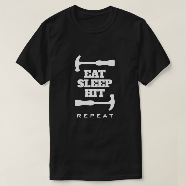 Ät viloläge Slått Upprepa lustig t skjorta för mat T Shirt (Design framsida)