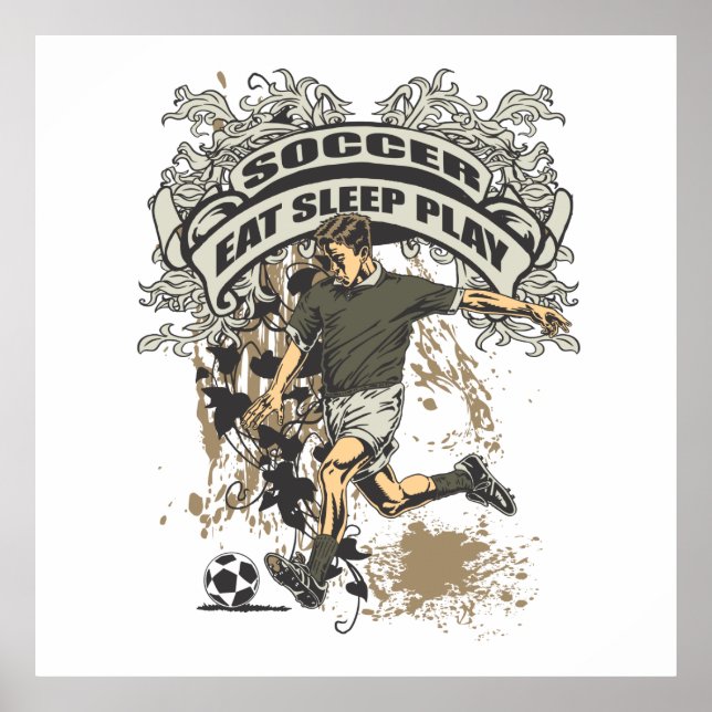 Ät, viloläge, spela fotboll poster (Framsidan)