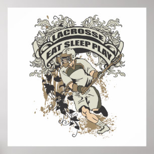 Ät, viloläge, spela lacrosse poster