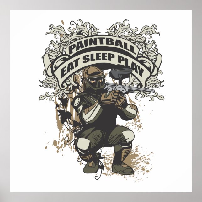 Ät, viloläge, spela Paintball Poster (Framsidan)