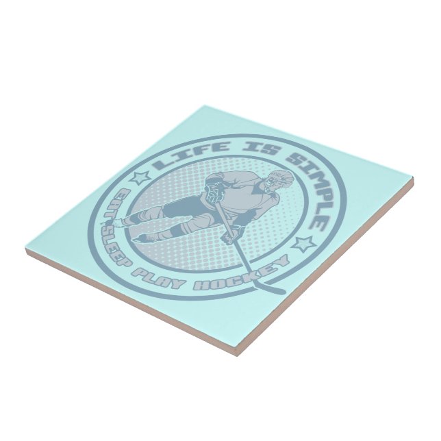 Ät, viloläge, spela upp hockey Tile Kakelplatta (Sidan)