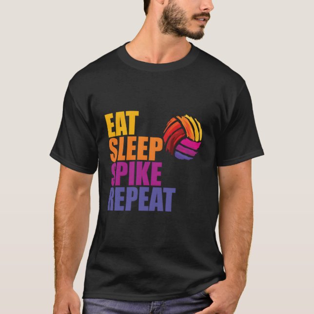 Ät viloläge Spike Upprepa Volleyball T Shirt (Framsida)