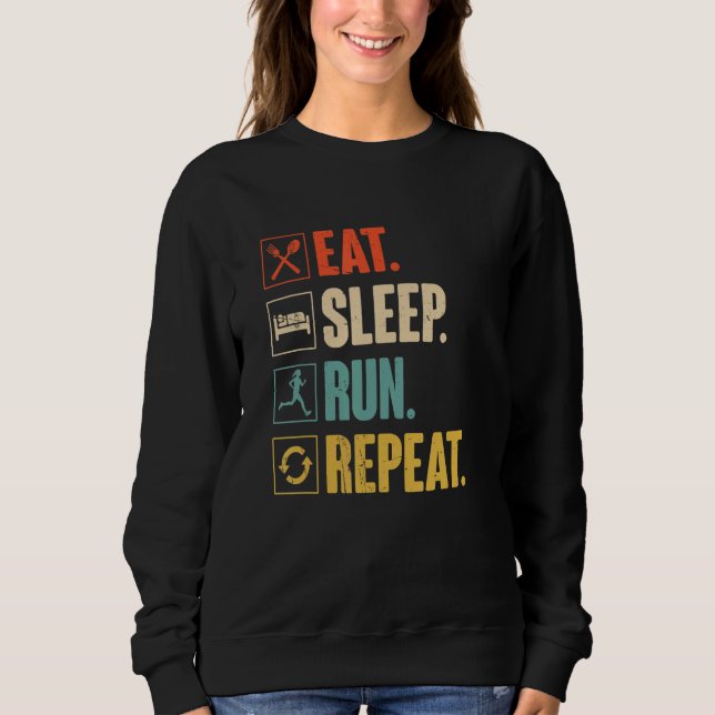 Ät viloläge Springa Upprepa lustigt körande Spring T Shirt (Framsida)