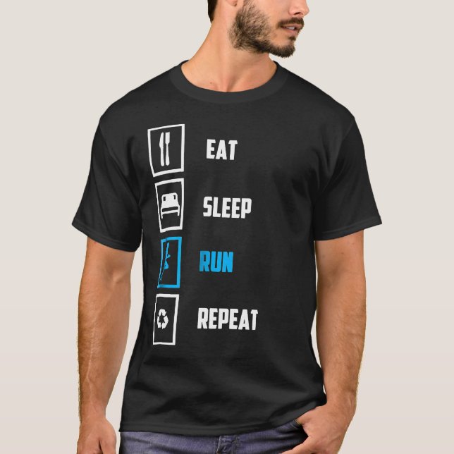 Ät viloläge Springa Upprepa lustigt Springer Gift T Shirt (Framsida)