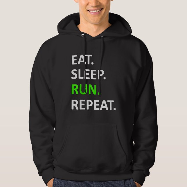 Ät viloläge Springa Upprepa Shirt Funny Springer S Hoodie (Framsida)