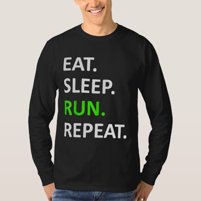 Ät viloläge Springa Upprepa Shirt Funny Springer S T (Framsida)
