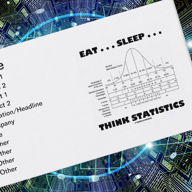 Ät ... Viloläge ... Statistik över tänka (Bellkurv Visitkort (Customizable business card for any person who engages in "Eat ... Sleep ... Think Statistics"!)