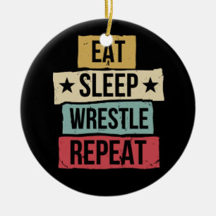 Ät viloläge Upprepa brottning Wrestler Retro Julgransprydnad Keramik