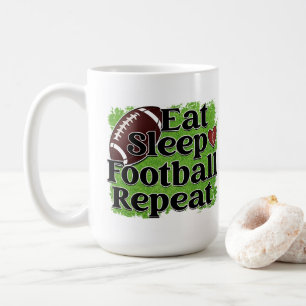 Ät, viloläge, upprepa fotboll kaffemugg