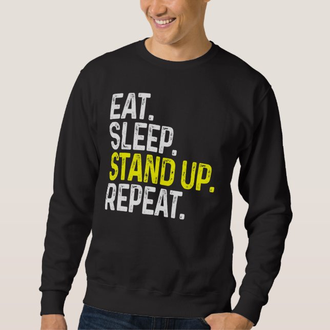 Ät viloläge Upprepa lätt upp Stam Comedy Lång Ärmad Tröja (Framsida)