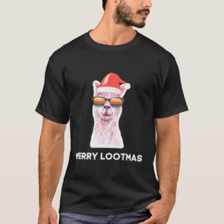 Ät viloläge Upprepa Merry Lootmas Llama Alpaca T Shirt