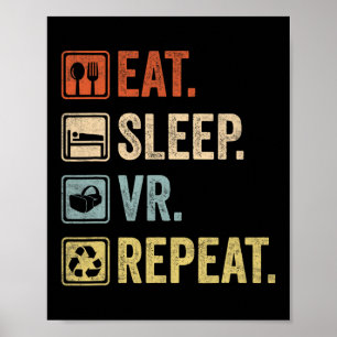 Ät viloläge Vr Upprepa spel för spelaren Vintage V Poster