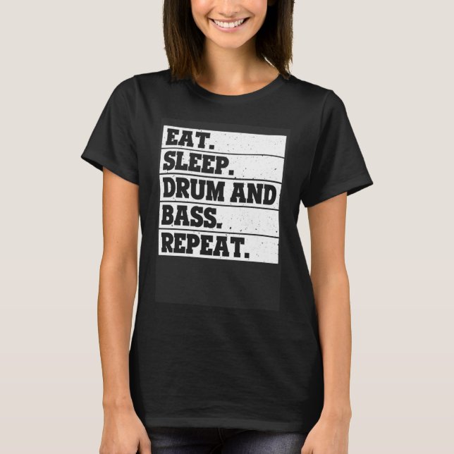 Ät vilotrumma och bas Upprepa musik T Shirt (Framsida)