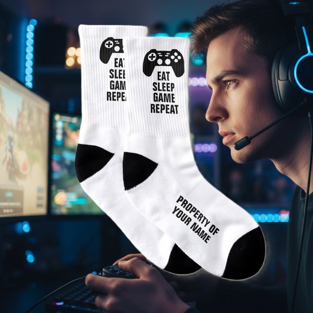 Ät viltspel Upprepa lustigt sportströ för spelare Strumpor (gamer socks)