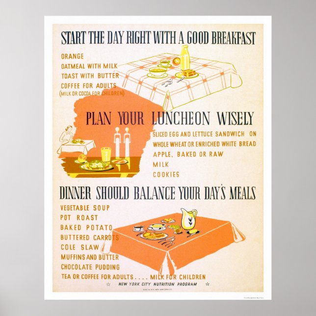 Ät Wisely Keep Health 1942 WPA Poster (Framsidan)