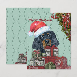 Ät Woofmas! Gordon Setter Santa Hat jul Anteckningskort