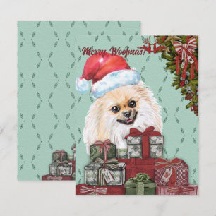 Ät Woofmas! Pommern Santa Hat-julgåva Anteckningskort