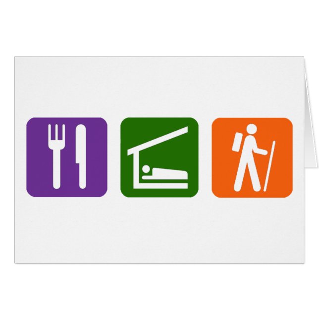 Äta att fotvandra för sömn hälsningskort (Framsidan Horizontal)