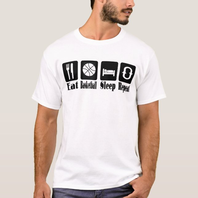 äta basketsömn och repetition t-shirt (Framsida)
